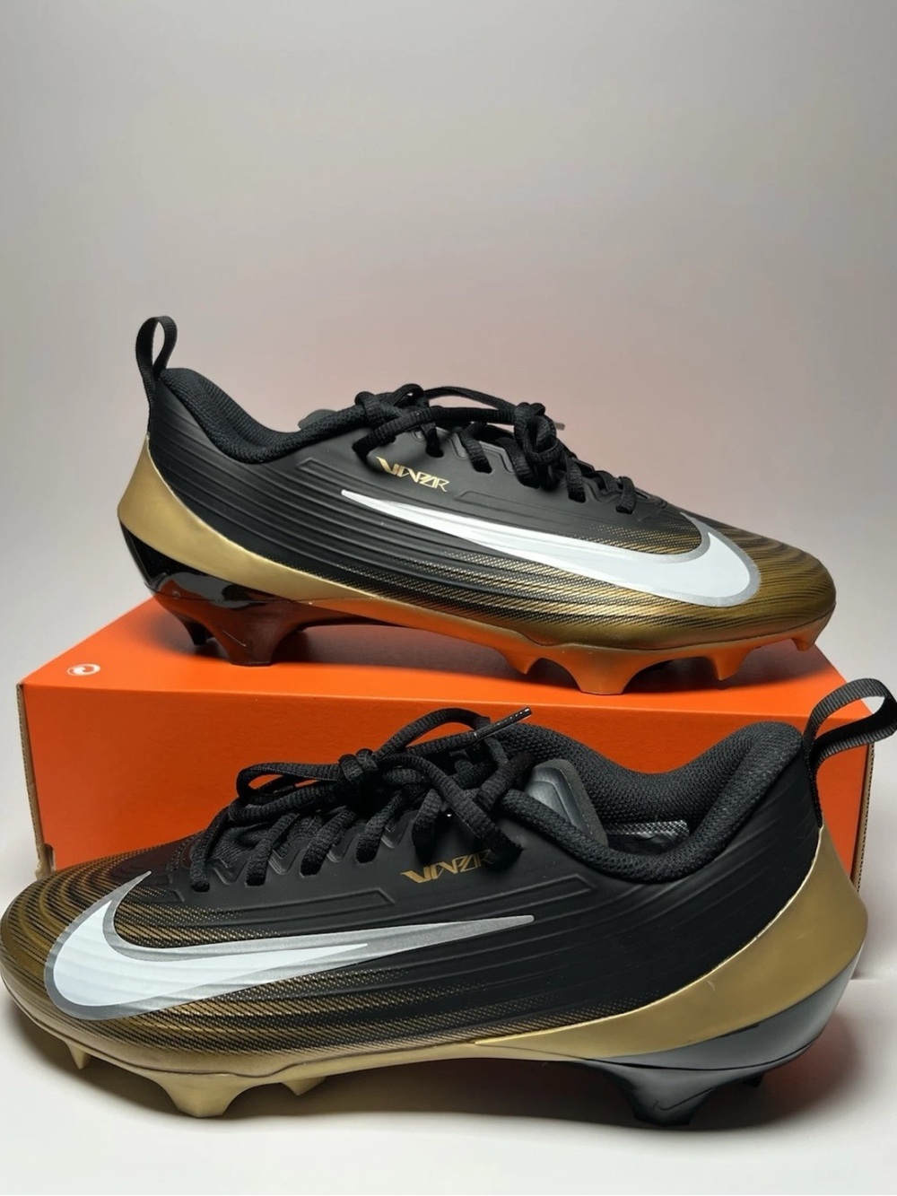 Nike Vapor Speed 3 Pro 360 Black Gold Football Cleats FB3303-003 Men's Size